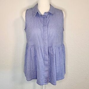 Rebellion 100% Cotton Pin Strip Top, Open Three Tie Back, Size M